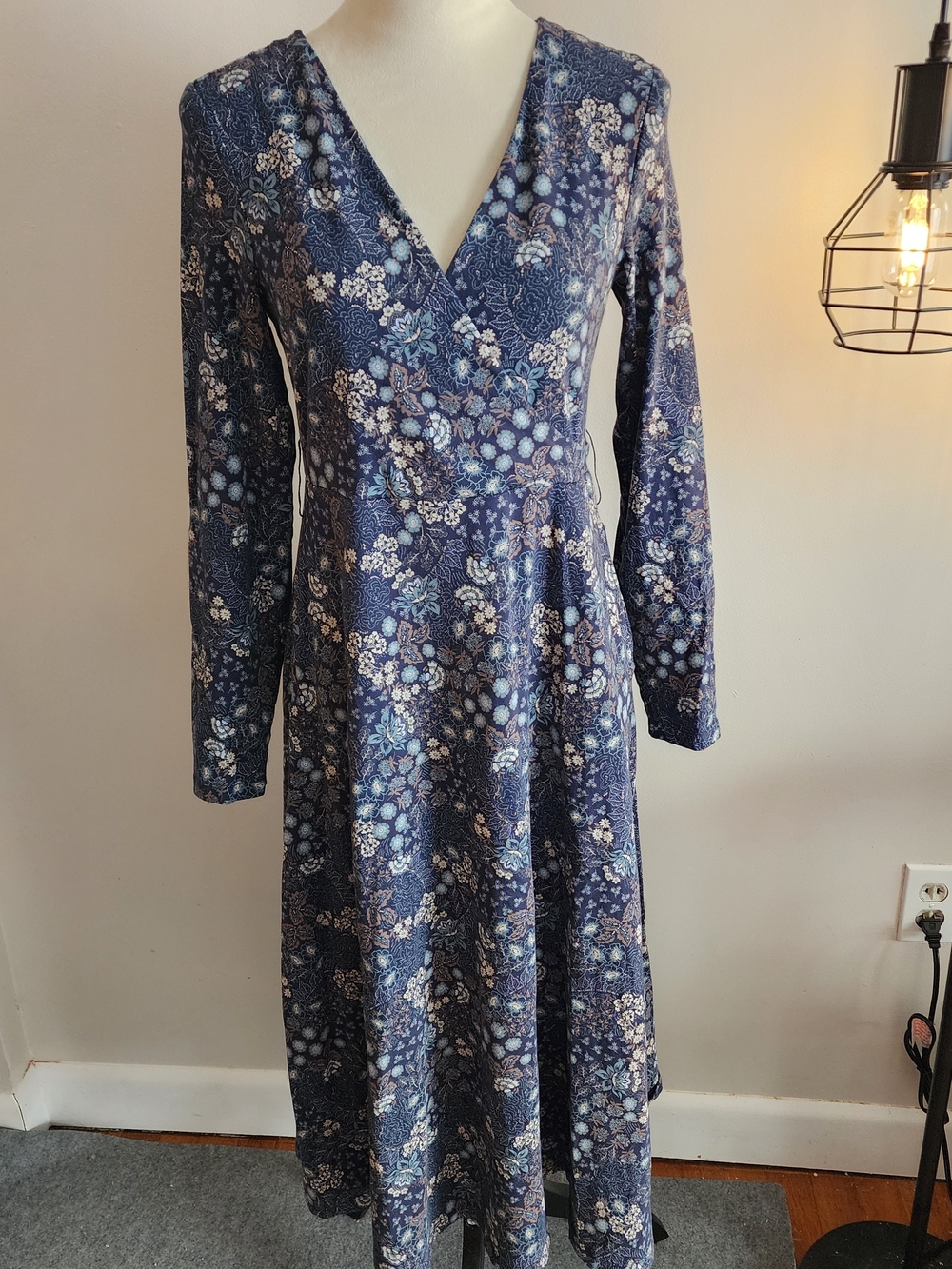 Pact Floral Fit & Flare Wrap Long Sleeve Dress